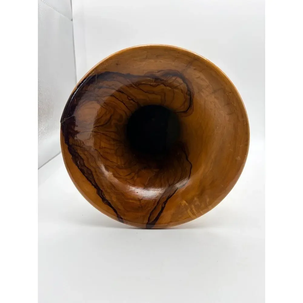 Vintage turned olive wood vase. Rustic and hand crafted.